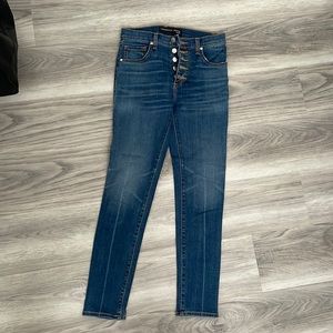 Veronica Beard Exposed Button Crop Skinny Jean